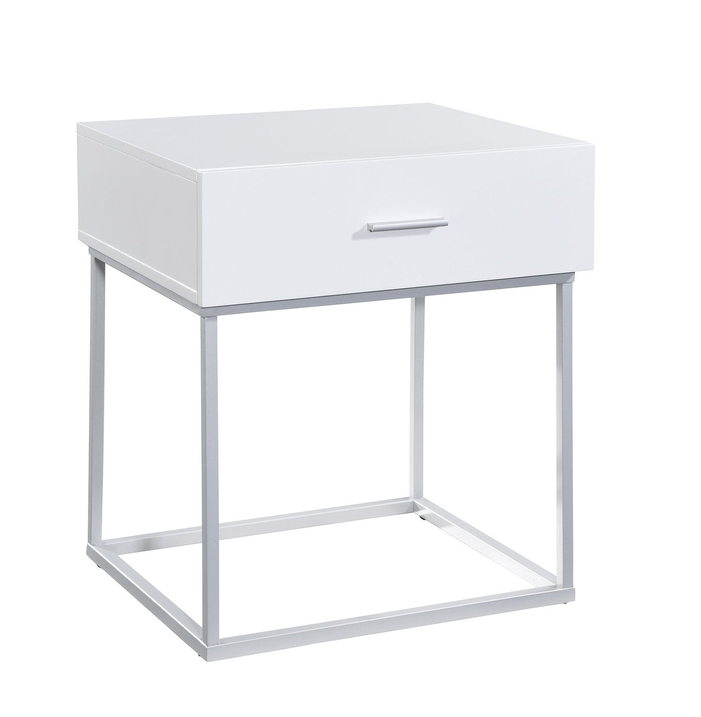 Modern White Night Stand with Storage Drawer-I3401