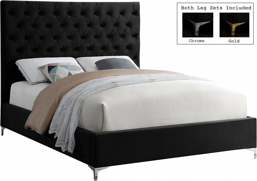 Velvet Fabric With Deep Button Tufting Bed-I5643