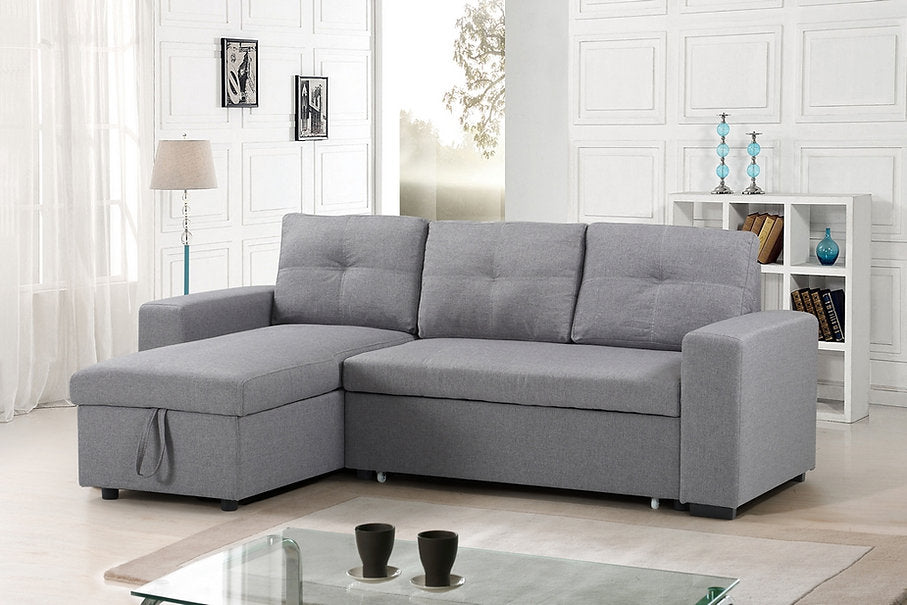 Modern Grey Fabric Sofabed Sectional with Storage –I9031