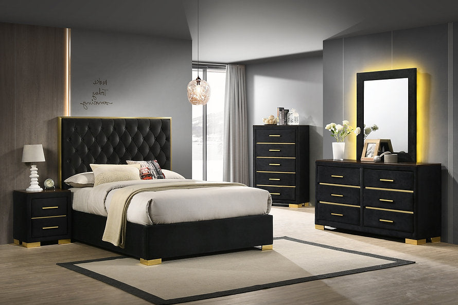 Button Tufted Velvet Platform Bed-Chloe