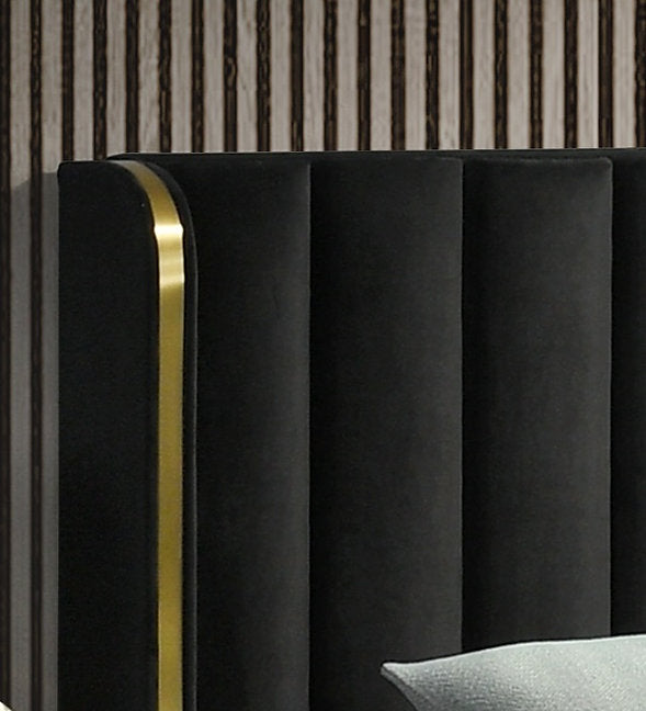 Vertical Tufted Velvet Platform Bed-Madison