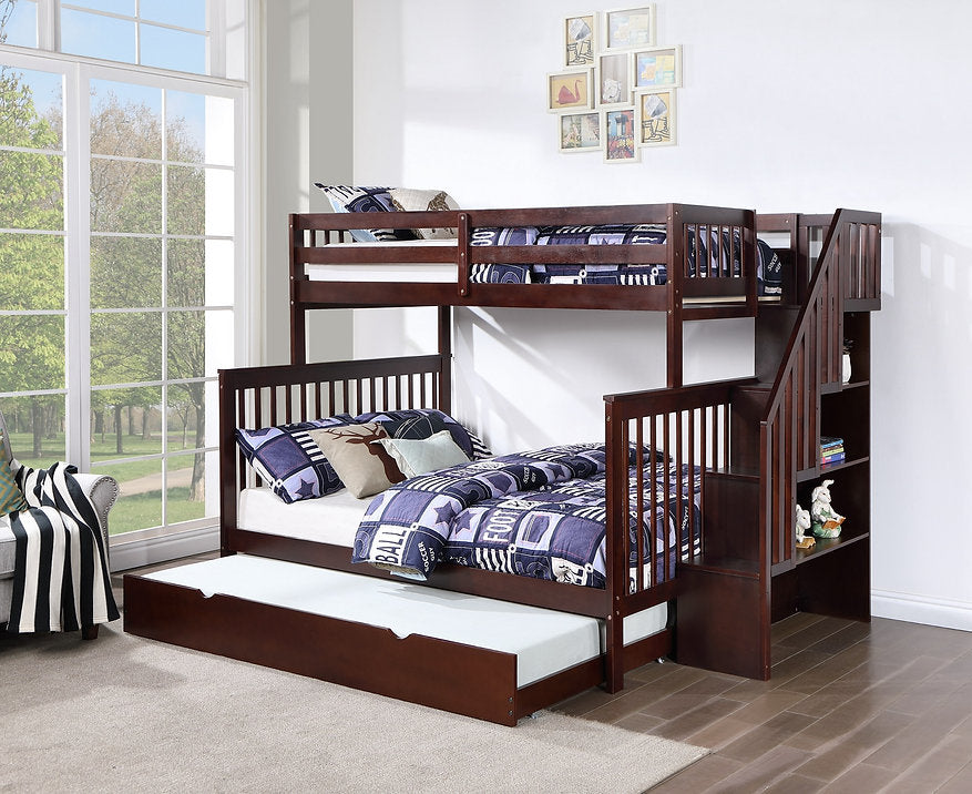 Twin Over Full Bunk Bed with Reversible Staircase-I1850