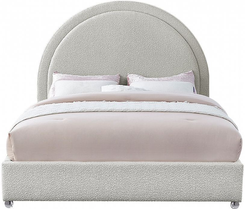 Cream Bouclé Platform Bed -I5205