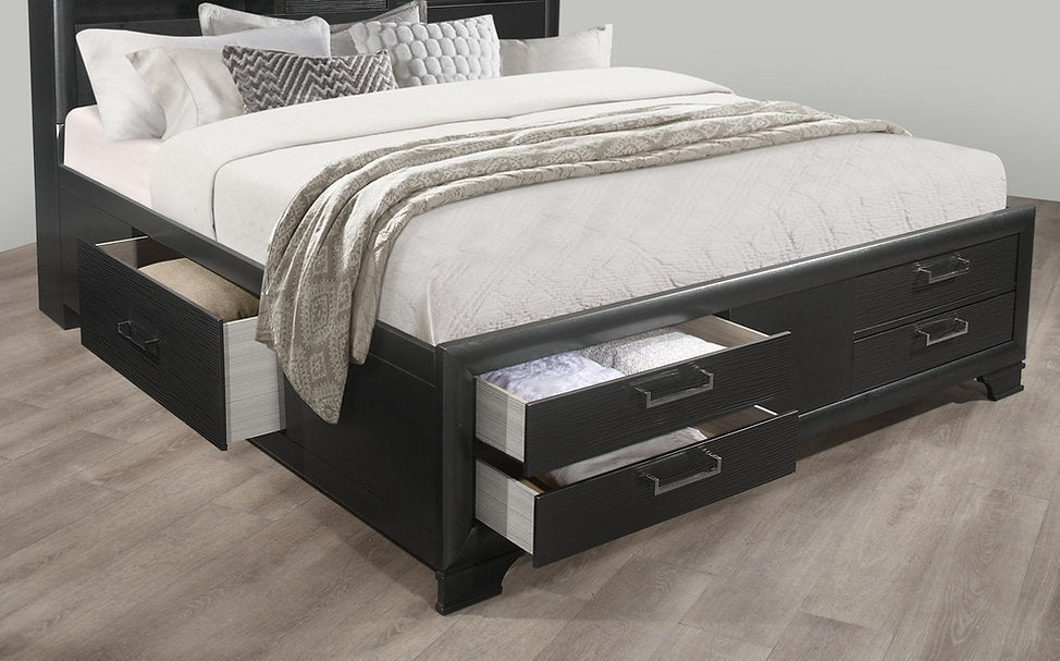 Modern Grey Storage Bedroom Collection-Jordyn (Grey)