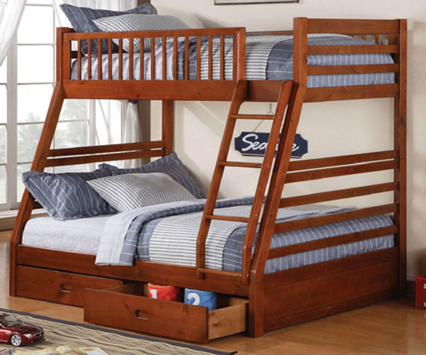 Solid Wood Convertible Bunk Bed with Drawers – I117