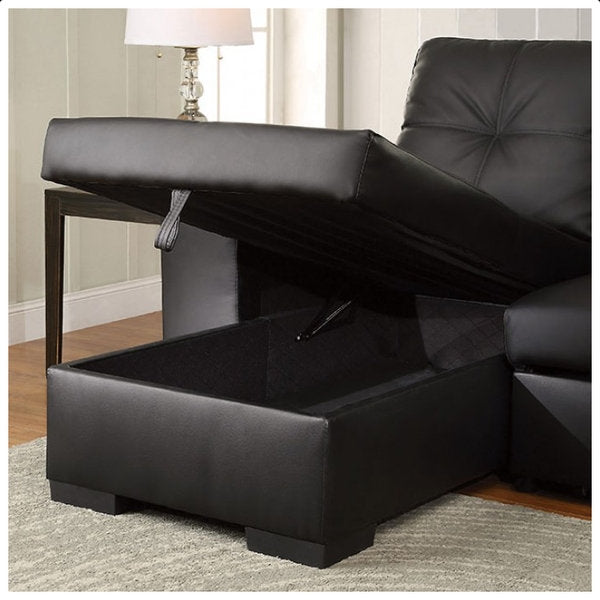 Modern Black PU Sofabed Sectional with Storage – I9032