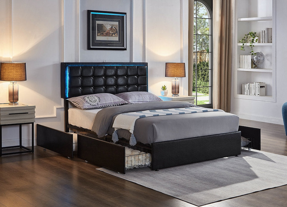 Modern Bed Frame with LED Headboard-I5400