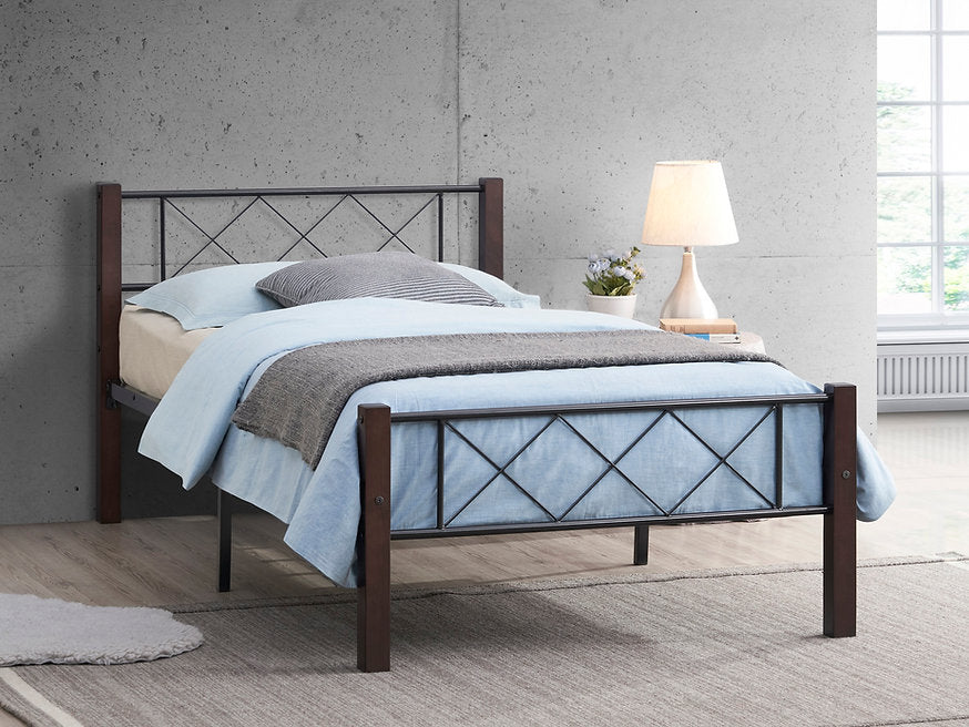 Steel & Wood Bed Frame-I125
