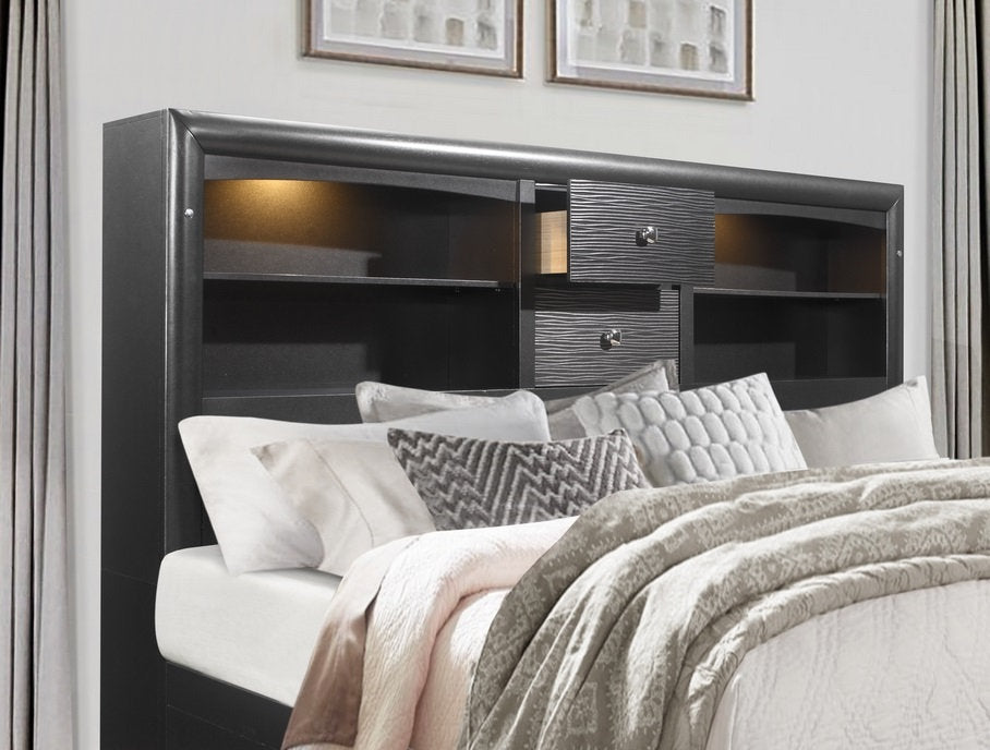 Modern Grey Storage Bedroom Collection-Jordyn (Grey)