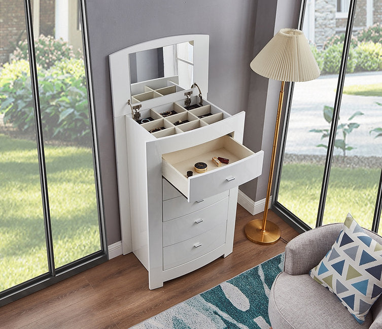 White High Gloss Storage Bed & Matching Case Goods