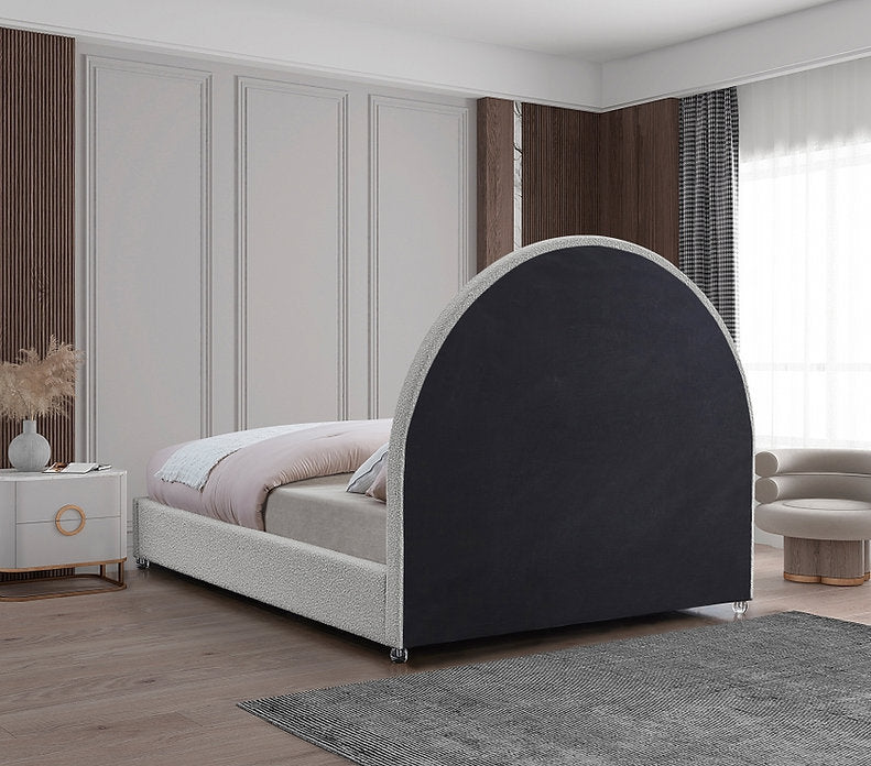 Cream Bouclé Platform Bed -I5205