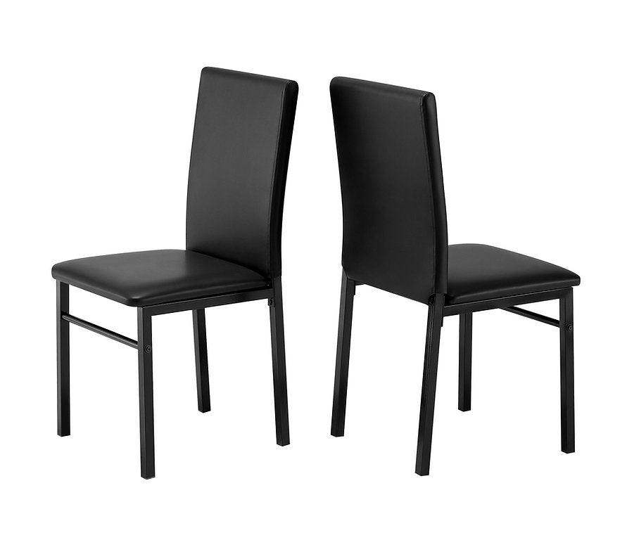 5-Piece Faux Marble Dining Table Set with Black PU Chairs – Modern Dinette Set-I1056