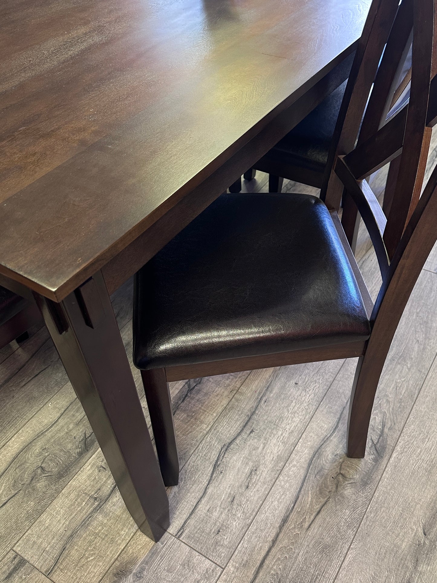 7-Piece Wood Dining Set with PU Chairs – Espresso Table-BCLARA6