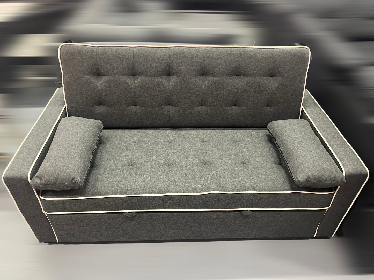 Grey Fabric Pull-Out Sofa Bed-KEIV