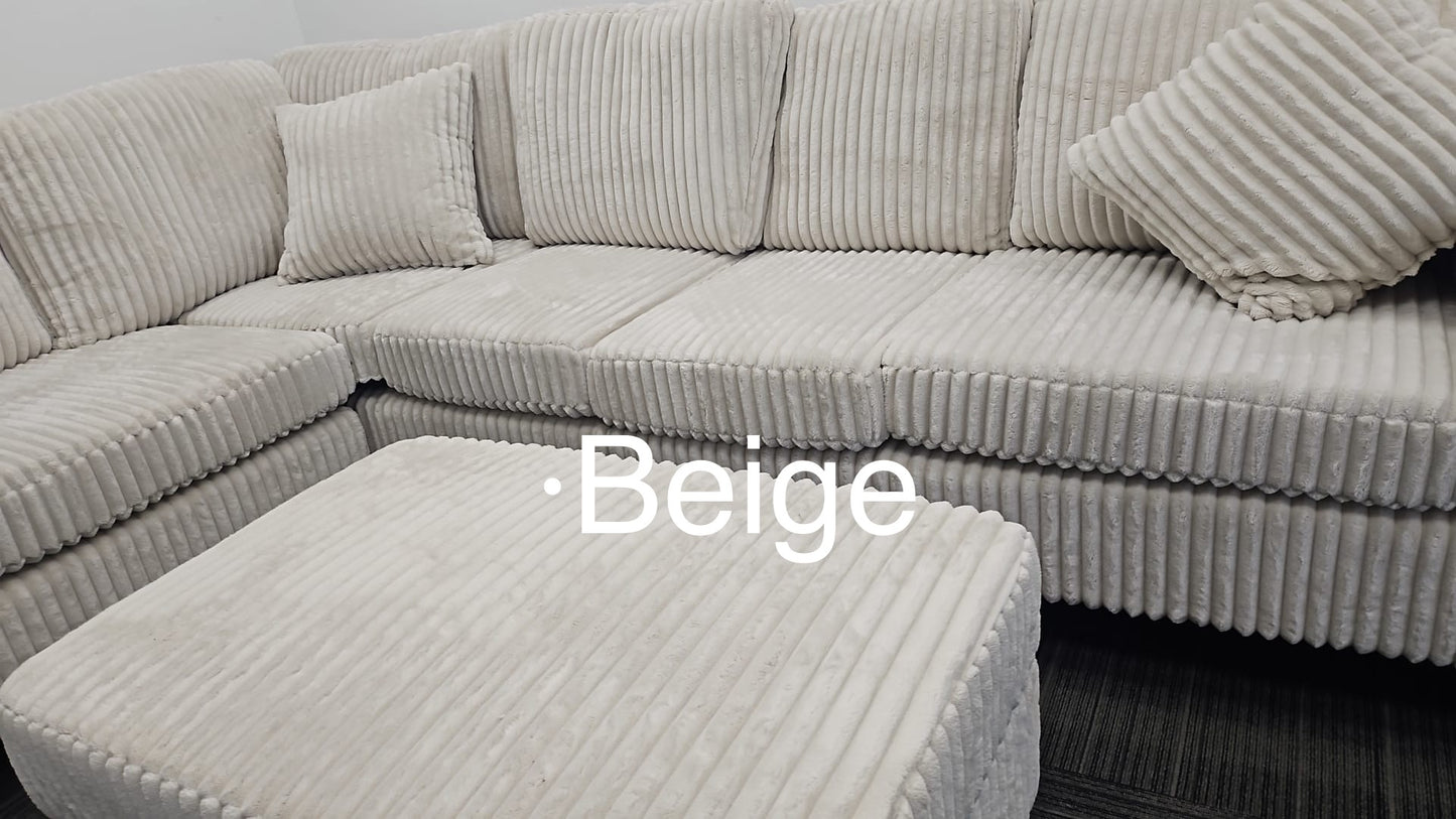 Contemporary Corduroy Sectional Sofa with Storage Ottoman-1108