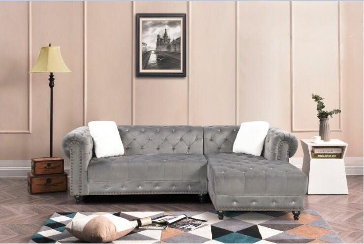 Velvet Tufted Sectional Sofa-D2030