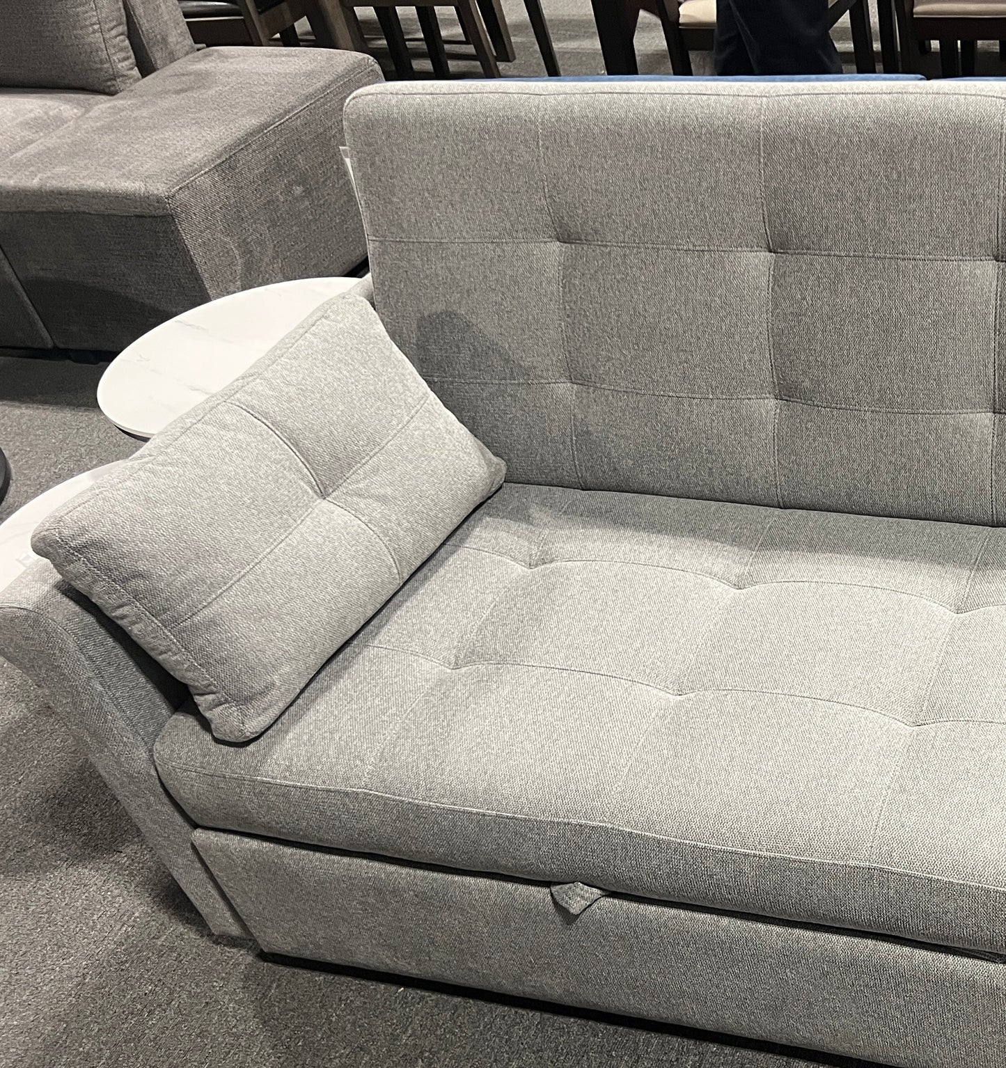 Compact Grey Sofa Bed(64”) with USB Charging & Adjustable Back – I9045