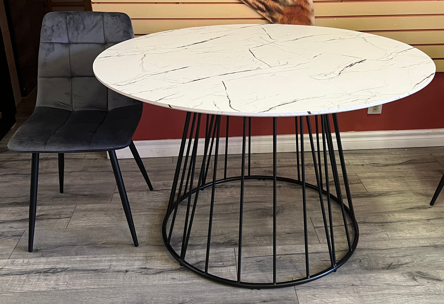 5-Piece Faux Marble Round Dining Set-I1590