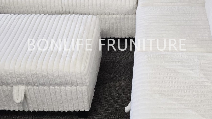 Corduroy Fabric Sectional Sofa with Ottoman-GILLIAN