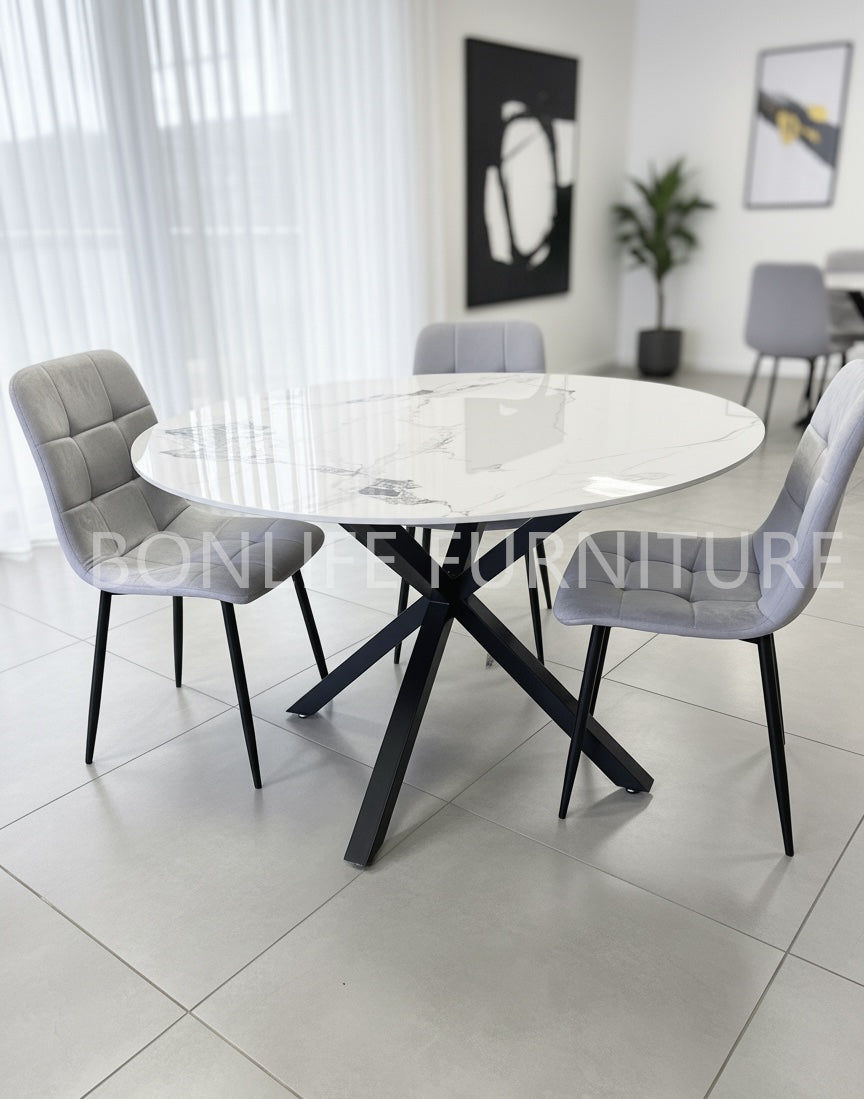 Modern 5-Piece Round Sintered Stone Dining Set-BDT17