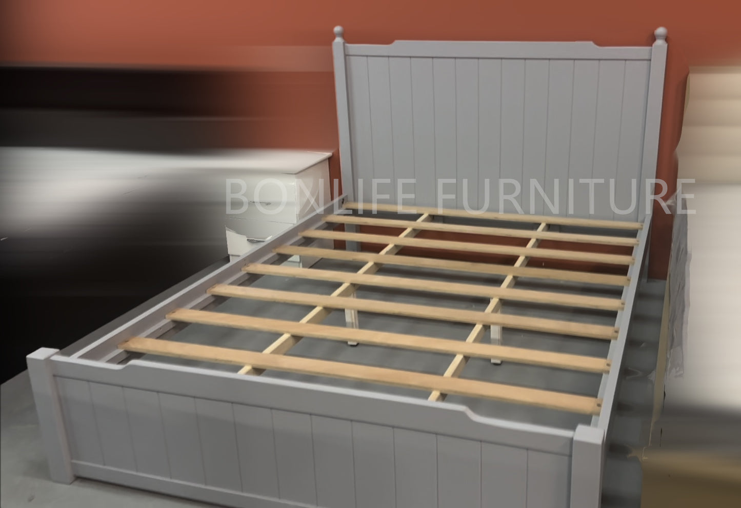 Grey Wood Double Bed – Clearance Sale