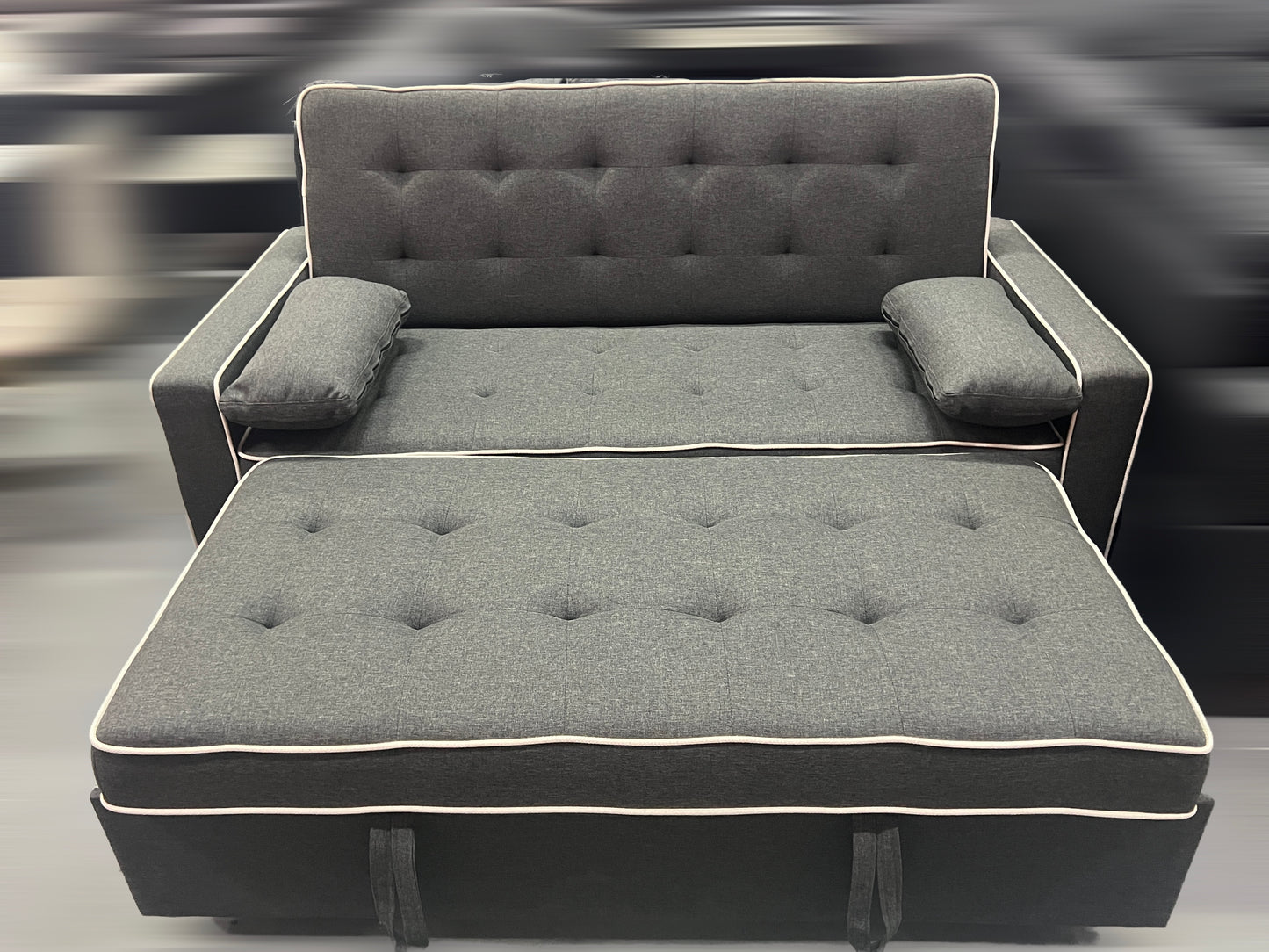 Grey Fabric Pull-Out Sofa Bed-KEIV