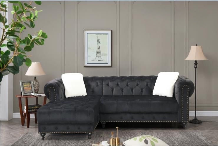 Velvet Tufted Sectional Sofa-D2030