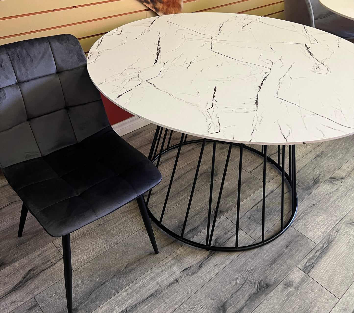 5-Piece Faux Marble Round Dining Set-I1590