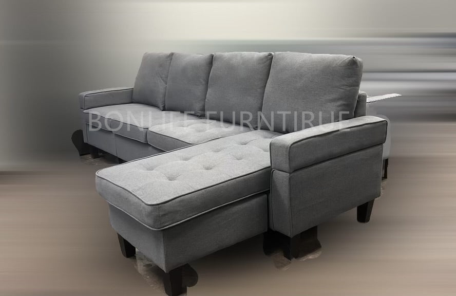 Modern Reversible Fabric Sectional Sofa with Chaise-D2409