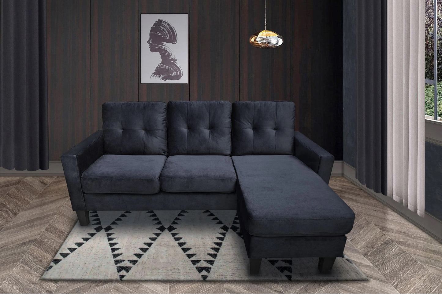 Reversible Velvet Sectional Sofa-ROBIN