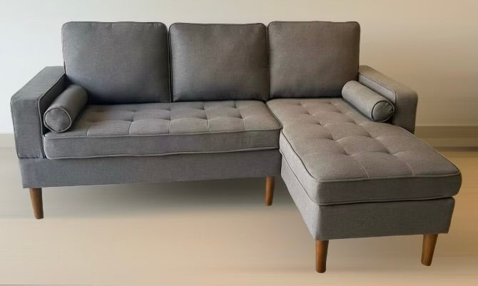 Classic Linen Reversible Sectional Sofa – Compact Comfort for Modern Living-D9122C LINEN
