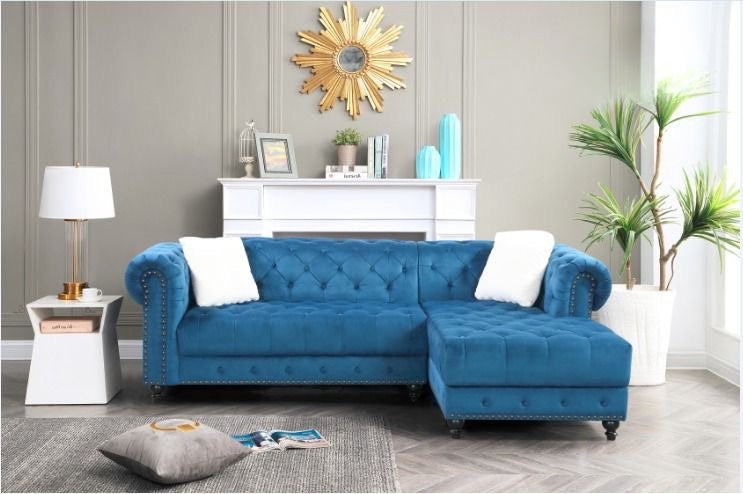 Velvet Tufted Sectional Sofa-D2030