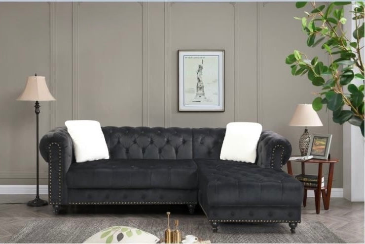 Velvet Tufted Sectional Sofa-D2030
