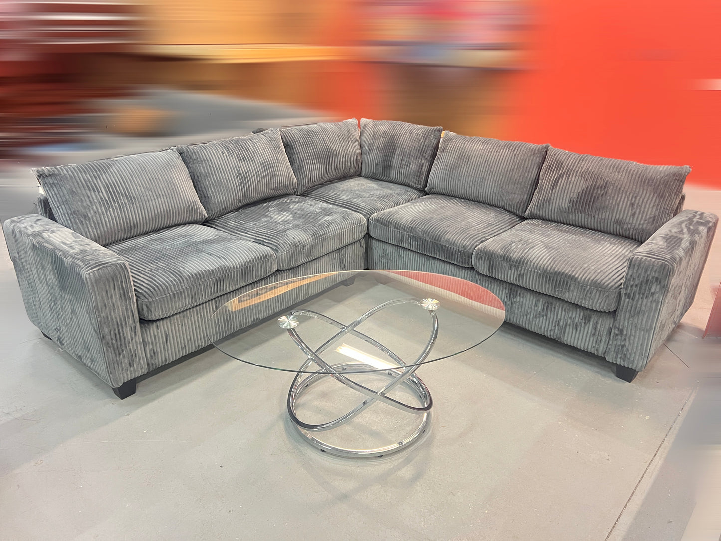 Corduroy Corner Sectional Sofa – Pocket Coil & Memory Foam Comfort-T1236