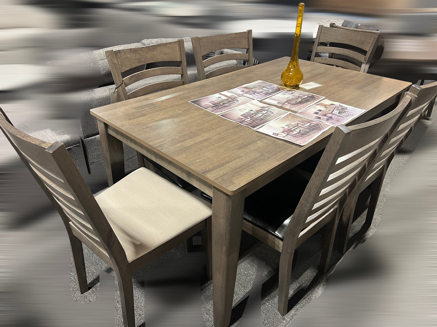 7-Piece Antique Grey Dining Set -I1080