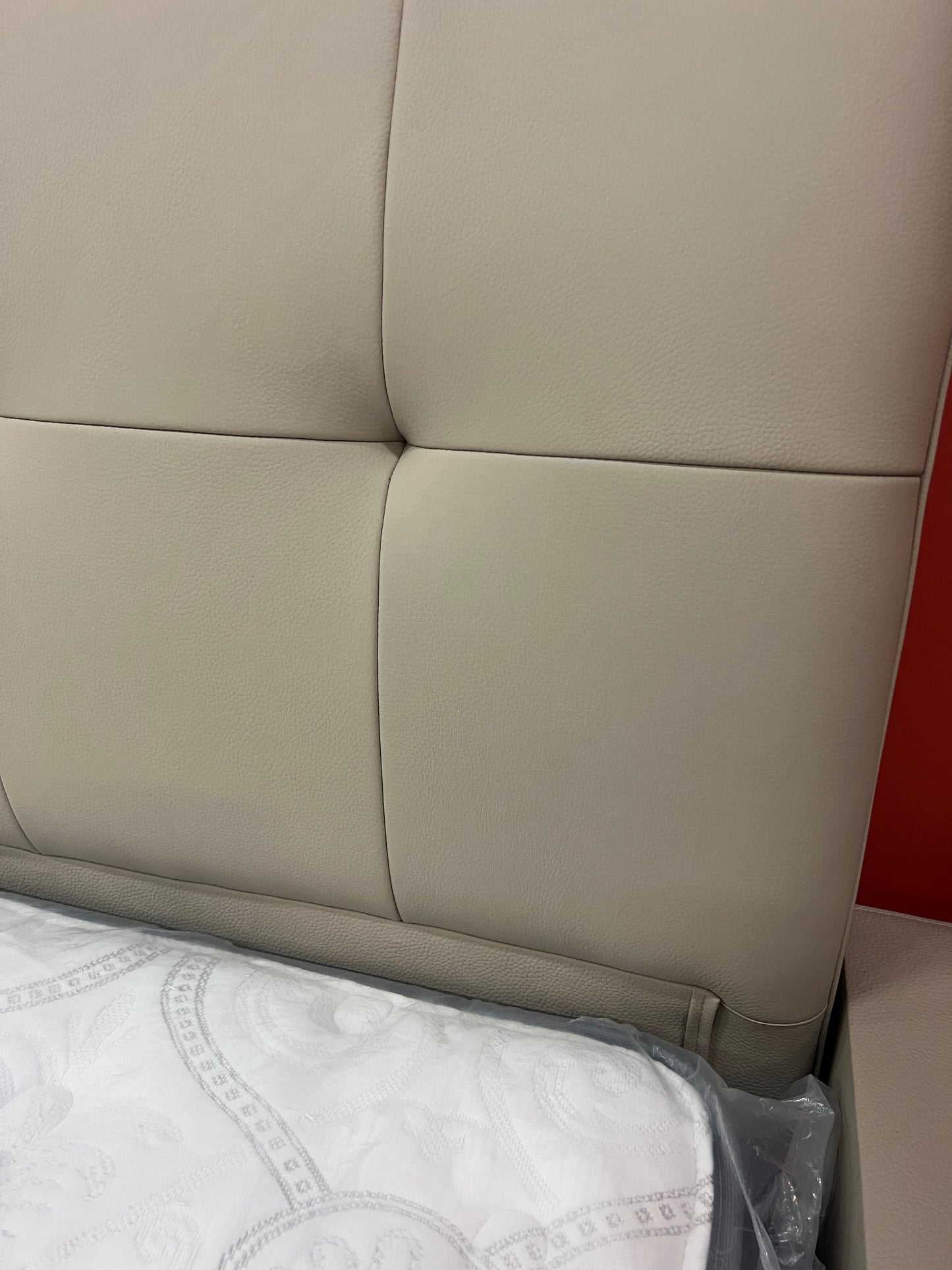 Modern Leather Bed Frame with Real Leather Headboard -S02