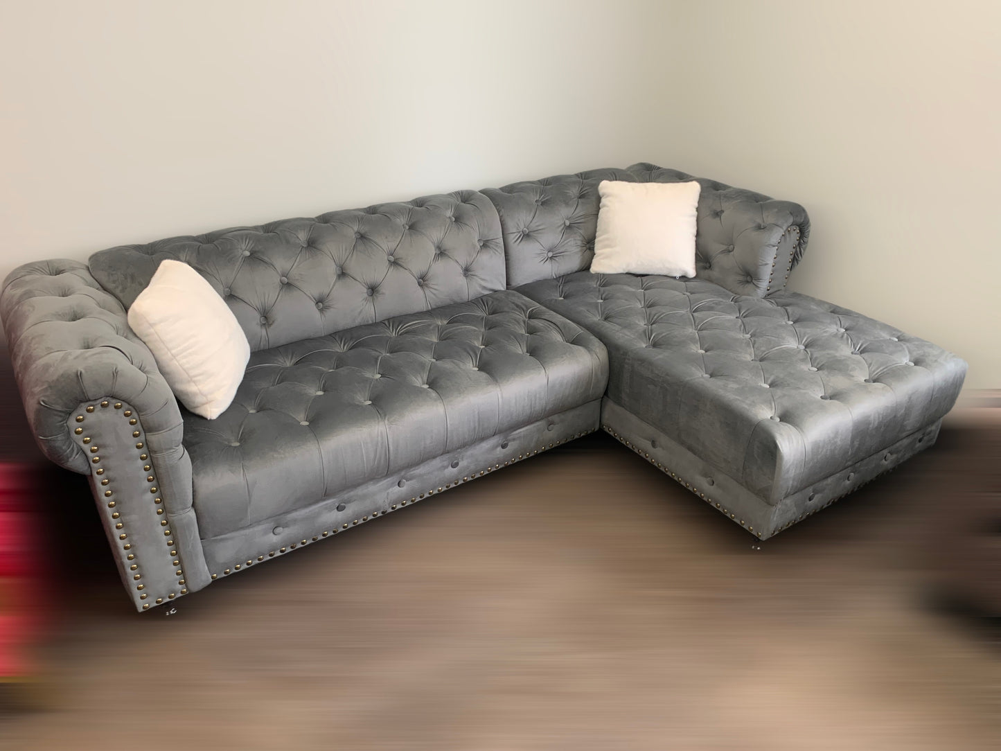 Velvet Tufted Sectional Sofa-D2030