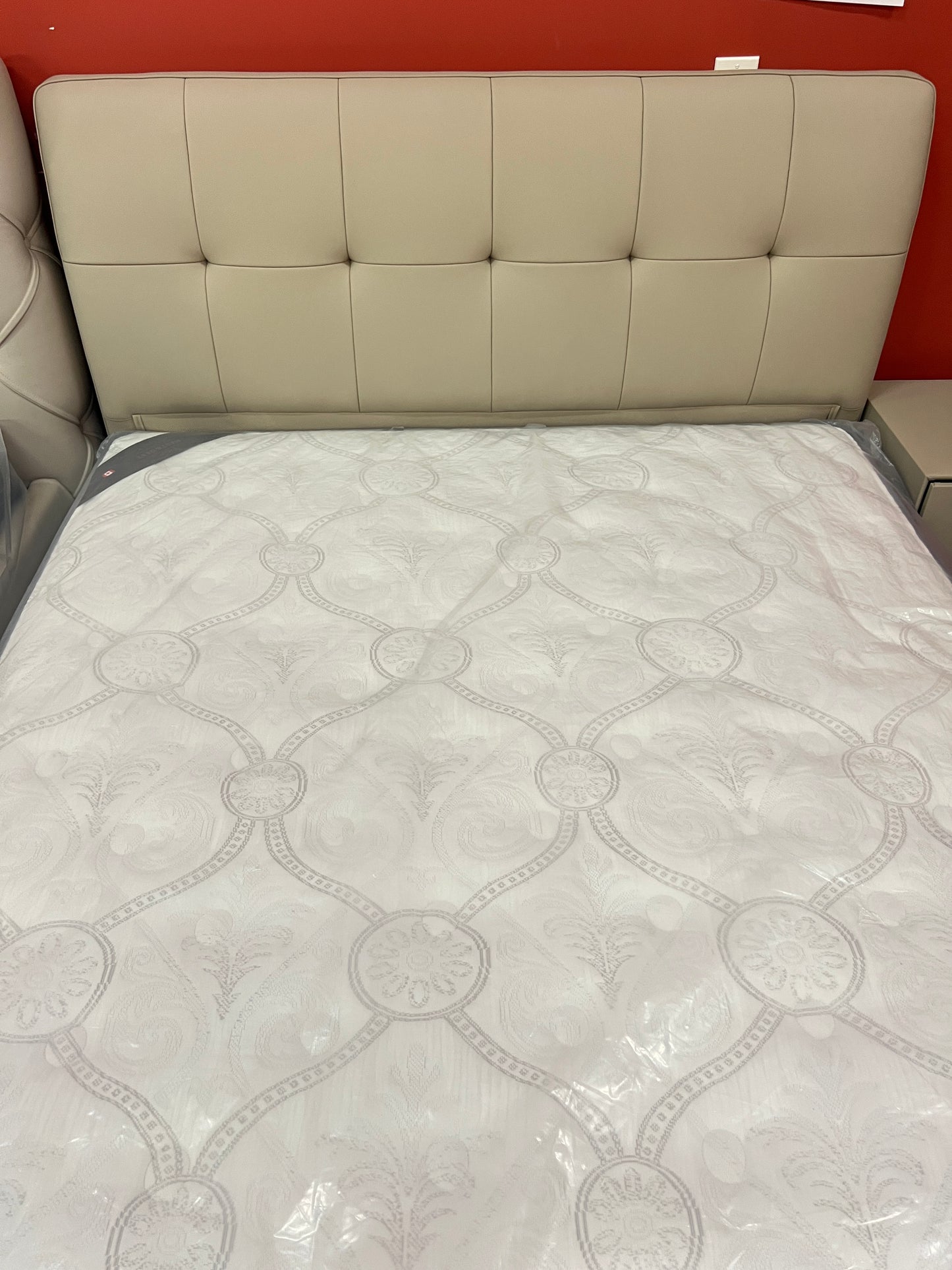 Modern Leather Bed Frame with Real Leather Headboard -S02