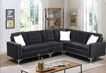 Velvet Reversible Sectional Sofa-2201