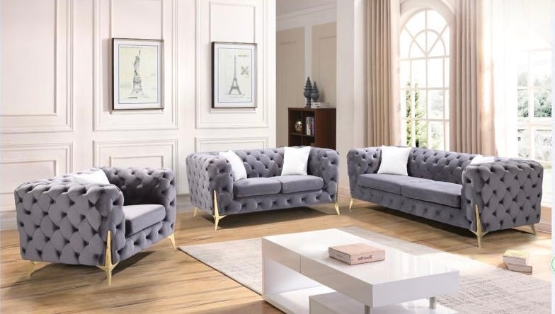 Modern Velvet Tufted 3-Piece Sofa Set-D2011