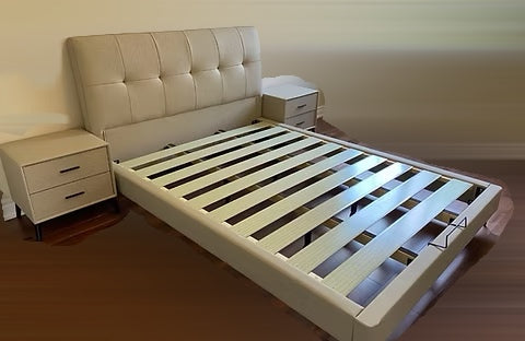 Modern Leather Bed Frame with Real Leather Headboard -S02