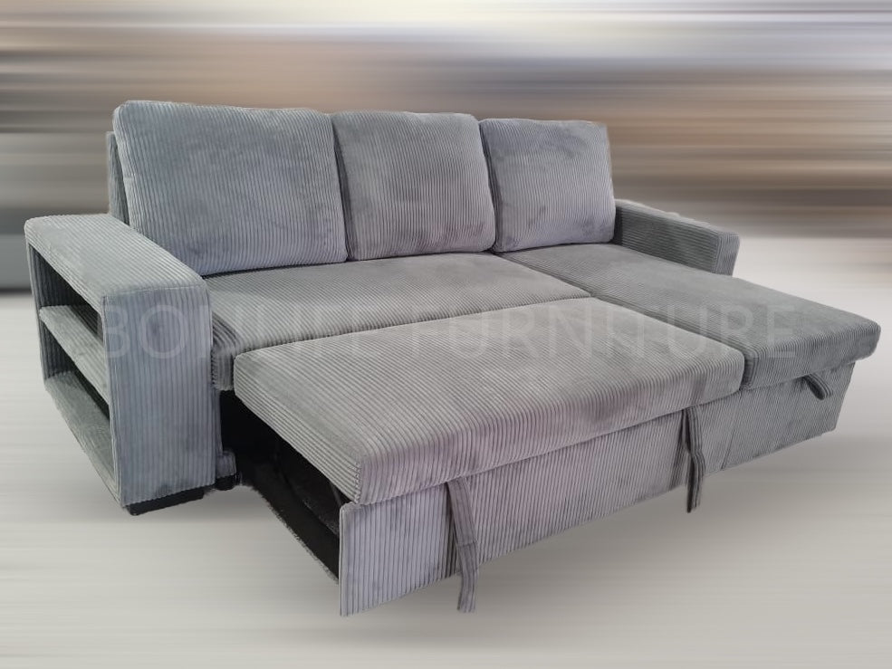 Reversible Corduroy Fabric Sectional Sofa Bed-SHELF
