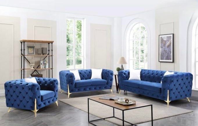 Modern Velvet Tufted 3-Piece Sofa Set-D2011