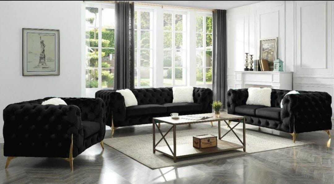 Modern Velvet Tufted 3-Piece Sofa Set-D2011