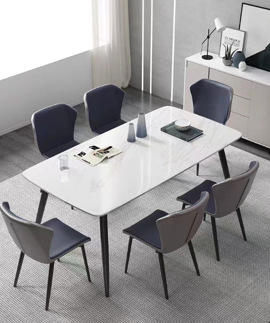 7-Piece White Sintered Stone Dining Set -BDT19
