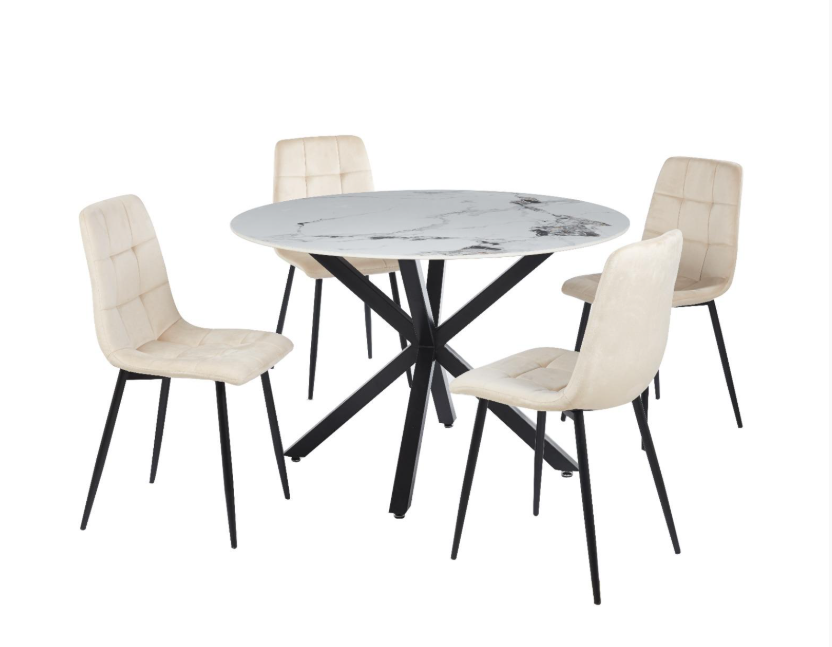 Modern 5-Piece Round Sintered Stone Dining Set-BDT17