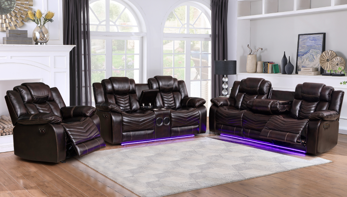 3-Piece Air Leather Power Recliner Sofa Set-Roger
