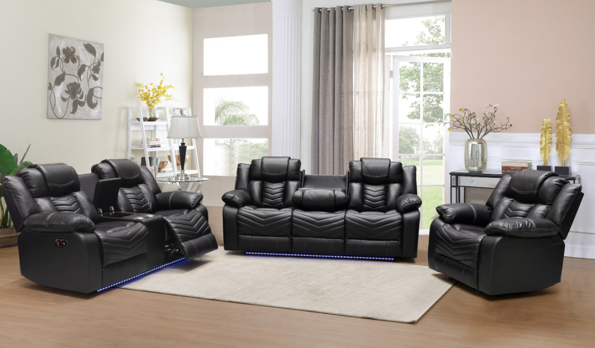 3-Piece Air Leather Power Recliner Sofa Set-Roger