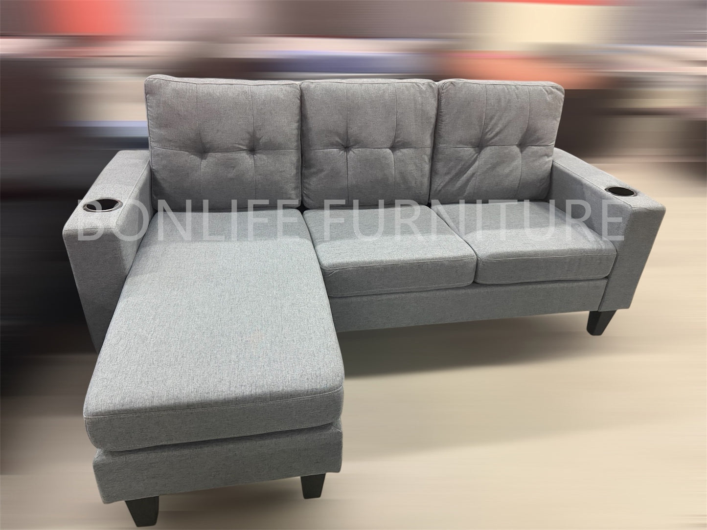 Small Reversible Fabric Sectional Sofa-ROBYN