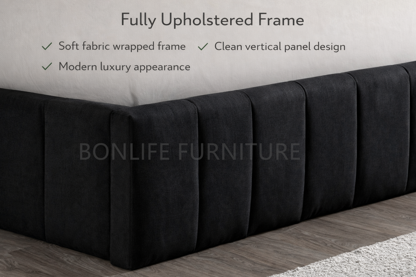 Black Upholstered Hydraulic Storage Bed with Tufted Headboard-I5785
